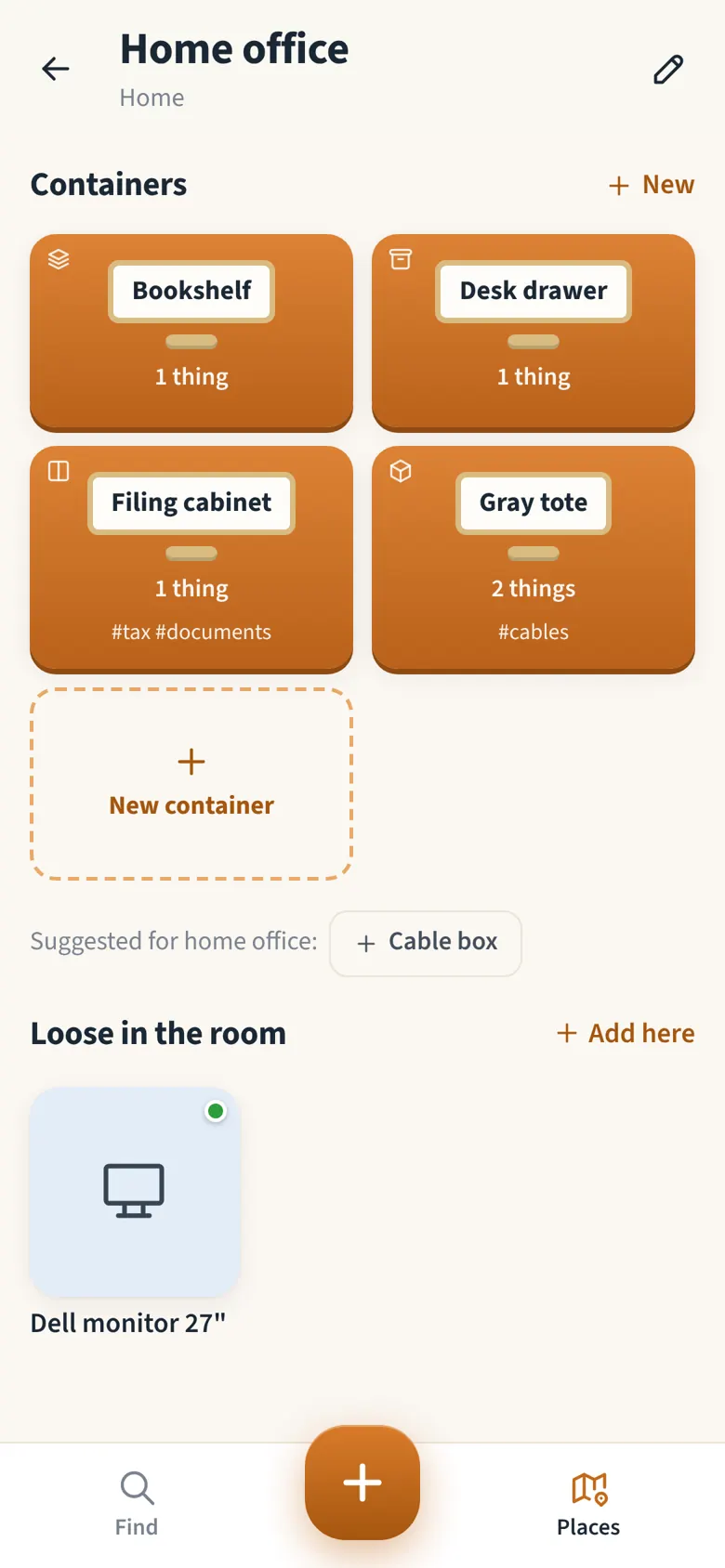 A room with its containers shown as drawers